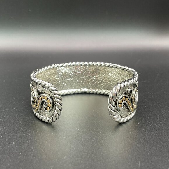 Two Tone Cuff Bracelet Silver and Gold Tones #1347 - Picture 3 of 8